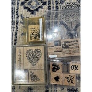 Lot Of 4 Sets Of Stampin Up Mounted Rubber Wood Stamps, Vintage 1992-99 EUC “16”
